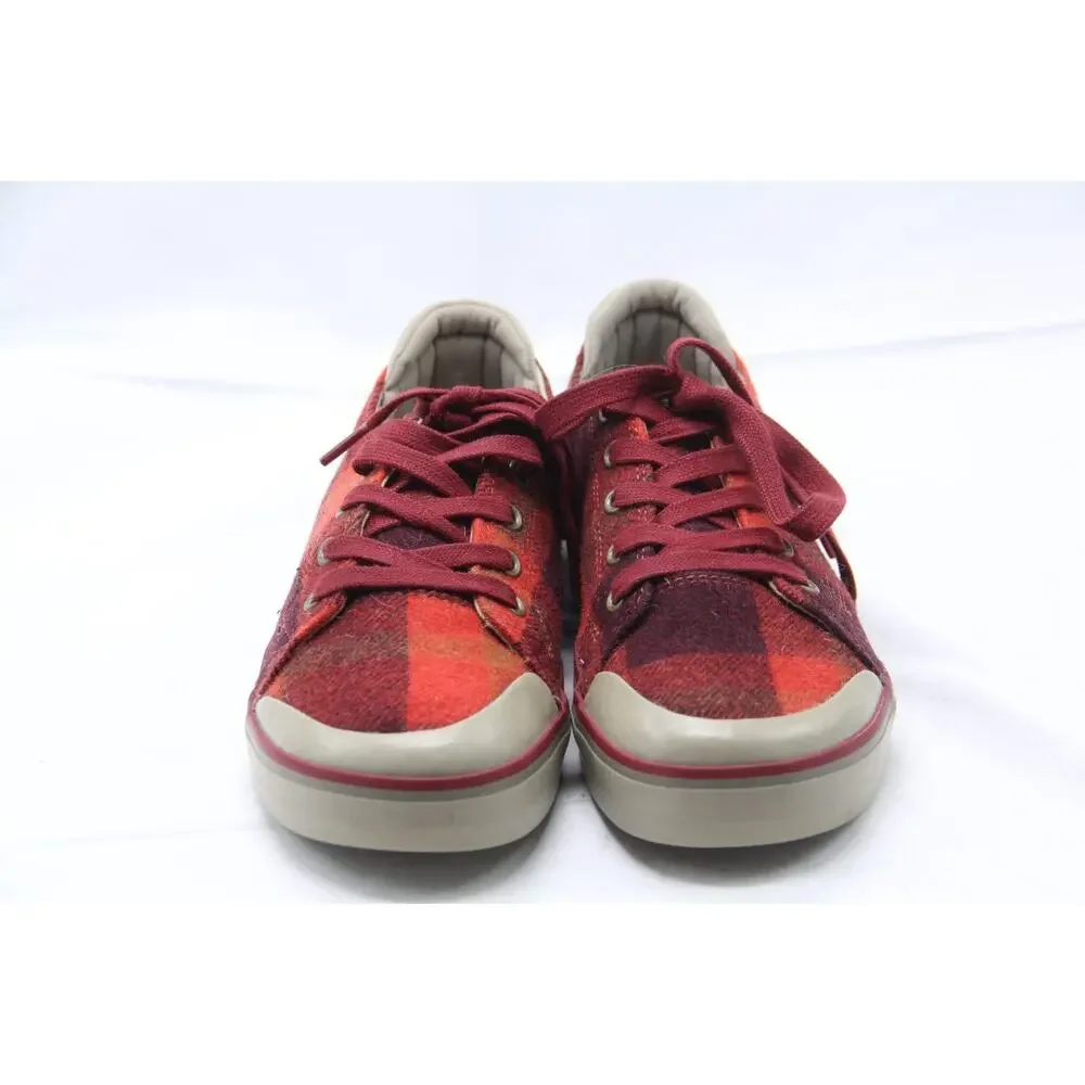KEEN Vulcanized Shoes Sneakers Womens Sz 7 Red Wool Buffalo Plaid Fabric Lace Up